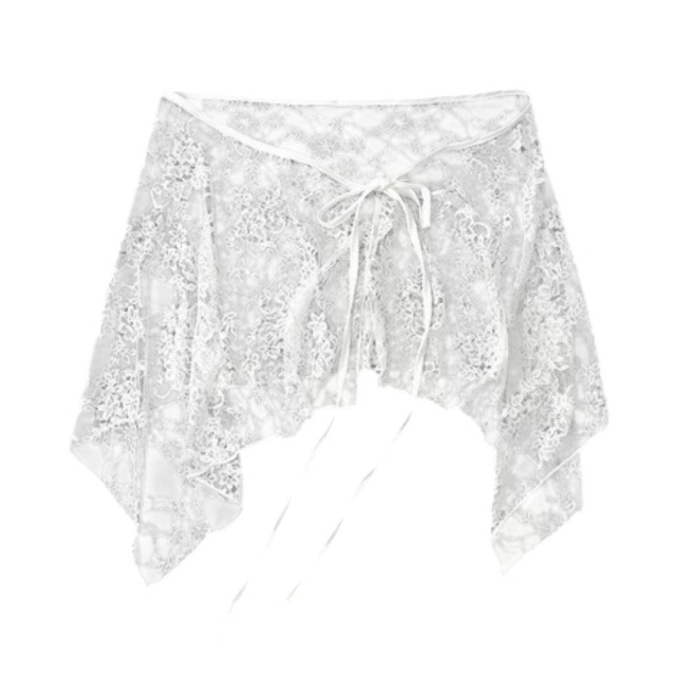 Embroidery Apron - French Lacing Lace Mini Skirt Irregular