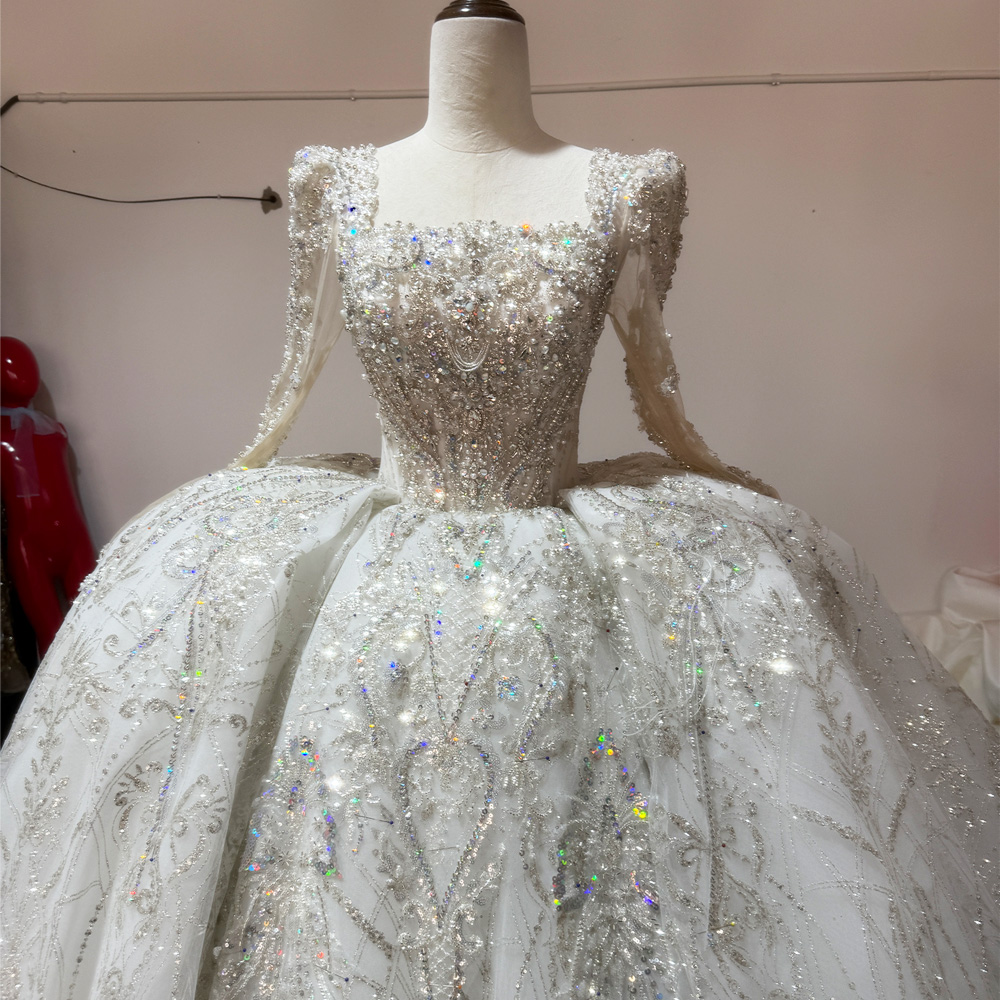 Embroidery Organza - Vestido Boda Civil Dress Square Collar