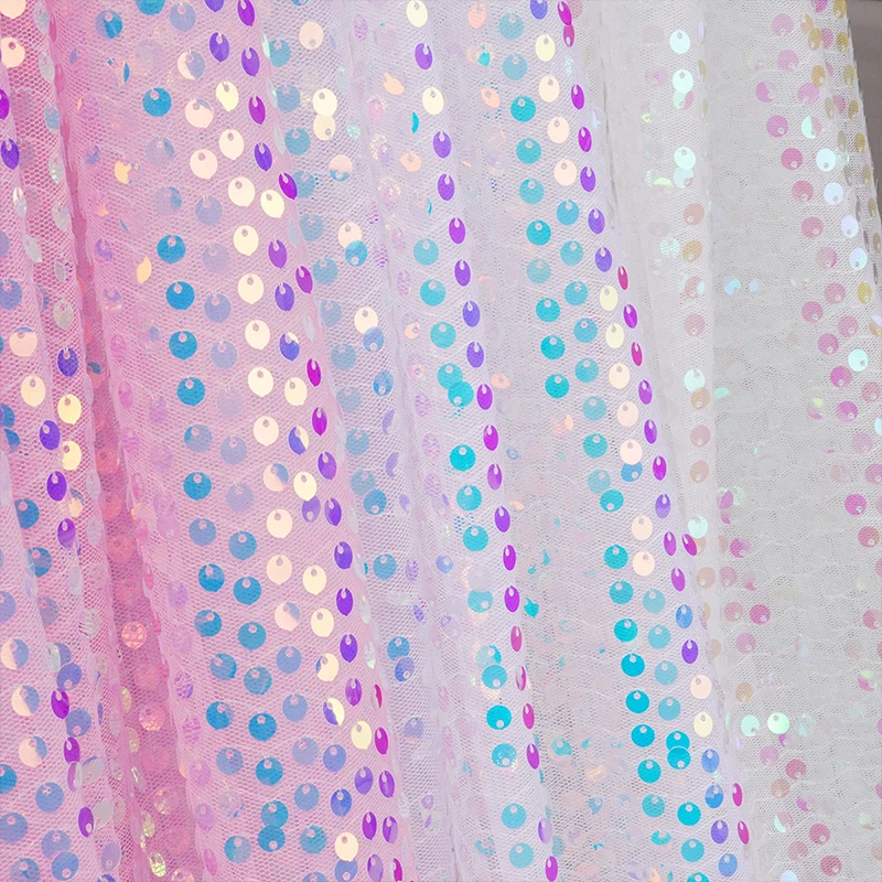 Rainbow Sequin Embroidery Fabr - Embroidery Gradient ulasan dan harga