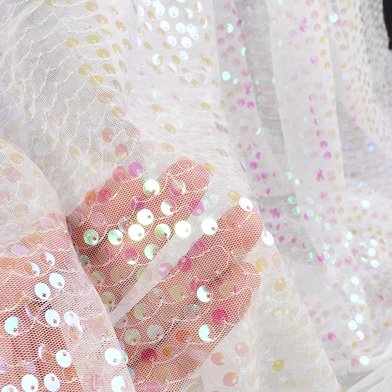 Rainbow Sequin Embroidery Fabr - Embroidery Gradient ulasan dan harga