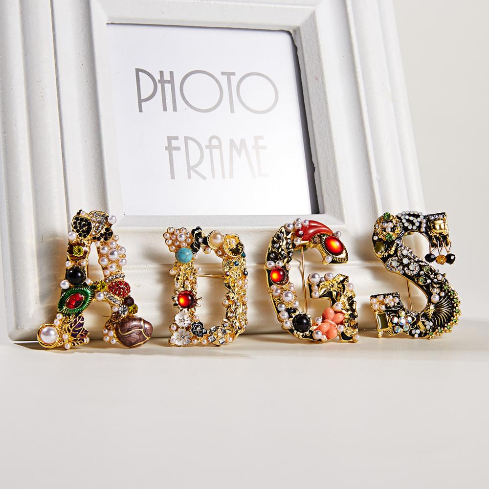 Fashion Enamel Pearl Rhineston - Embroidery Letter M ulasan dan harga