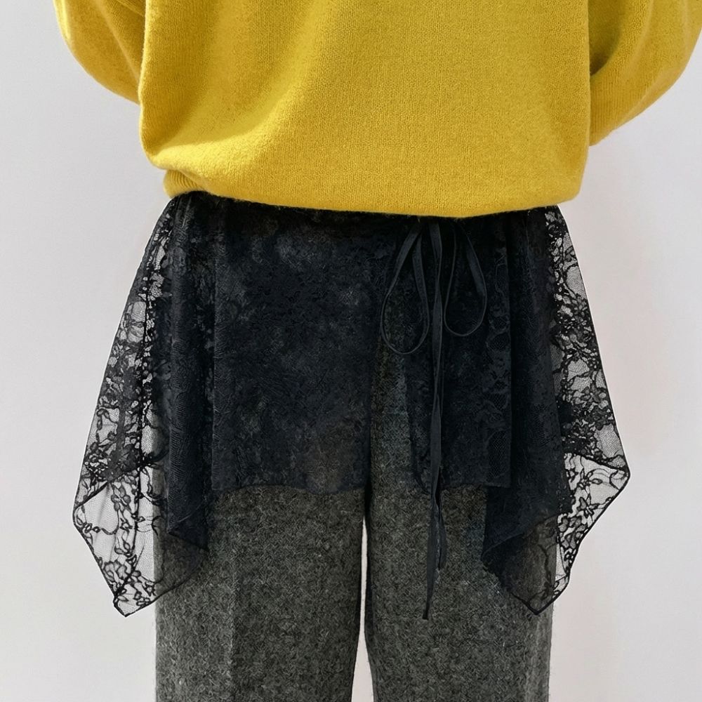 French Lacing Lace Mini Skirt  - Embroidery Apron ulasan dan harga