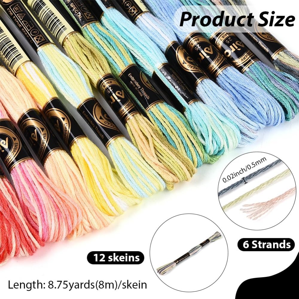 12 Skeins 105 Yards 6 Ply Vari - Embroidery Gradient ulasan dan harga