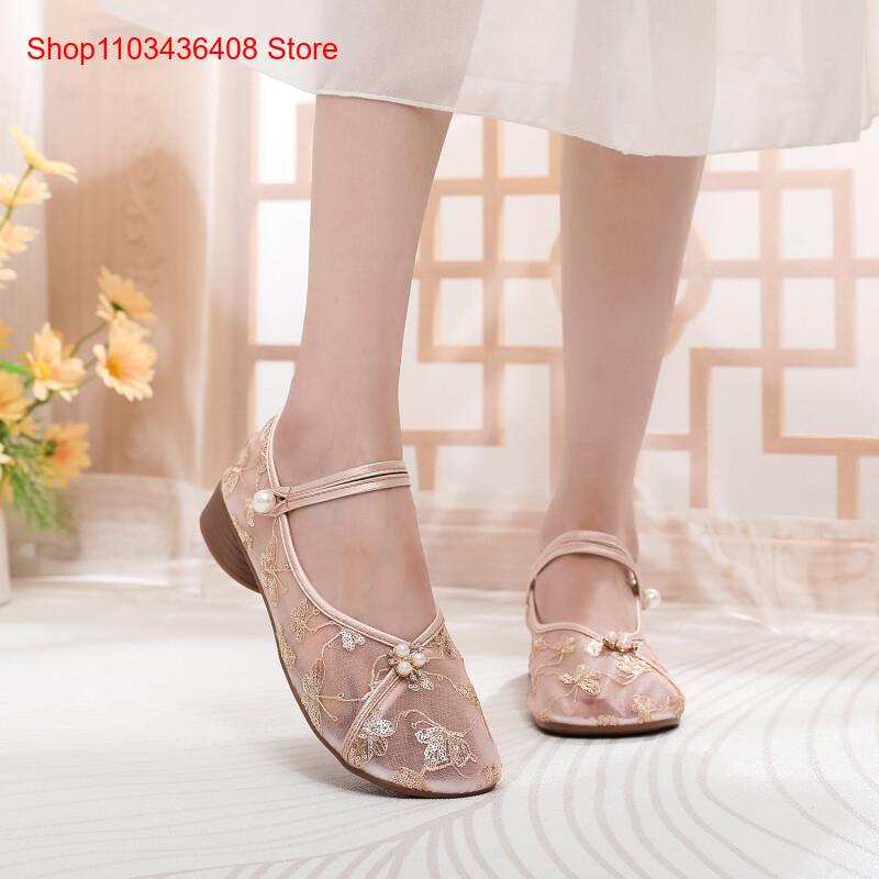 New Mesh Low Heels with Cheong - Embroidery Canvas ulasan dan harga