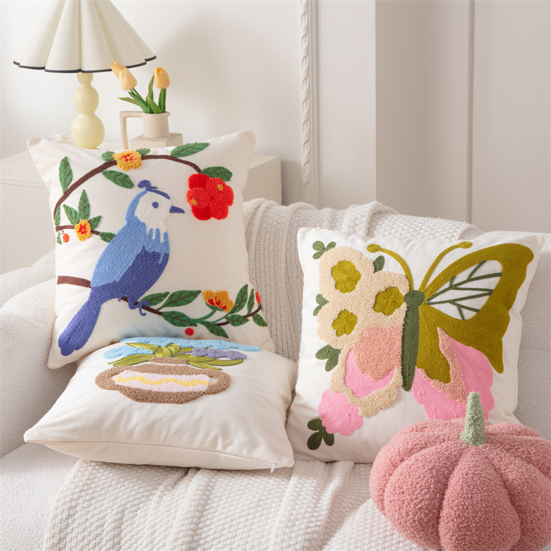 Cotton Canvas 3D Effect Birds  - Embroidery Effect ulasan dan harga