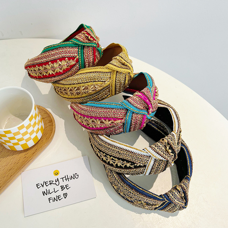 Women Girls Vintage Bohemian E - Embroidery Gold ulasan dan harga