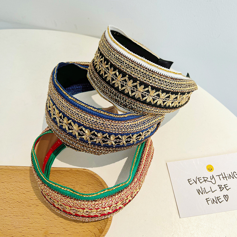 Women Girls Vintage Bohemian E - Embroidery Gold ulasan dan harga