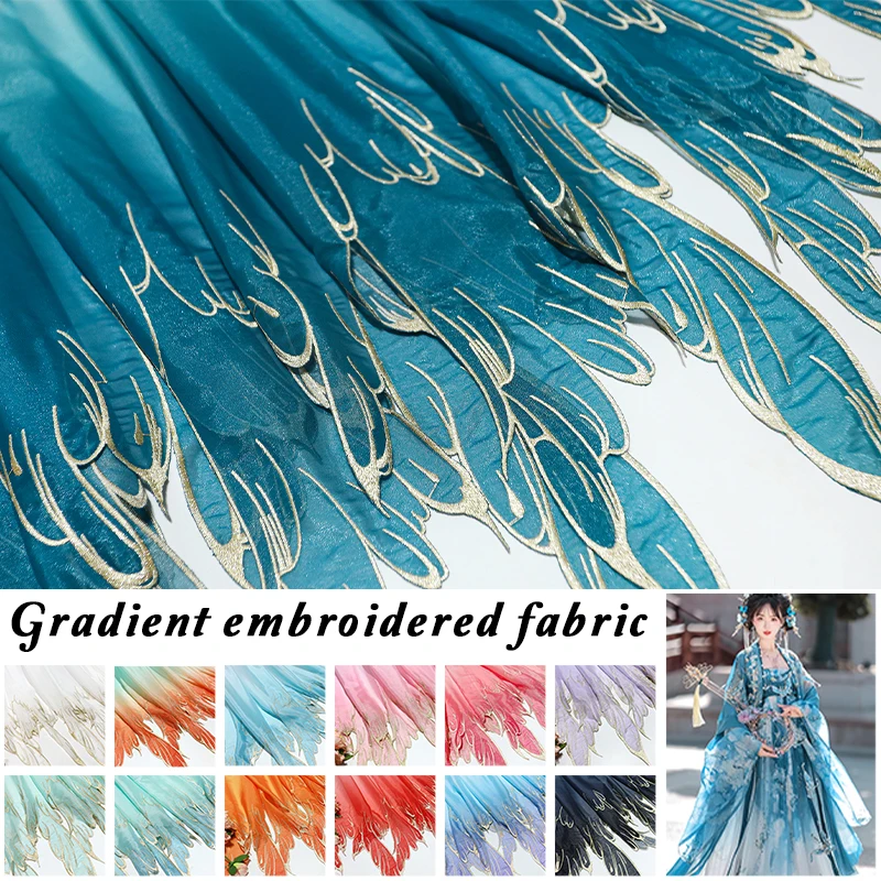 Gradient Heavy Embroidery Fabr - Embroidery Gradient ulasan dan harga