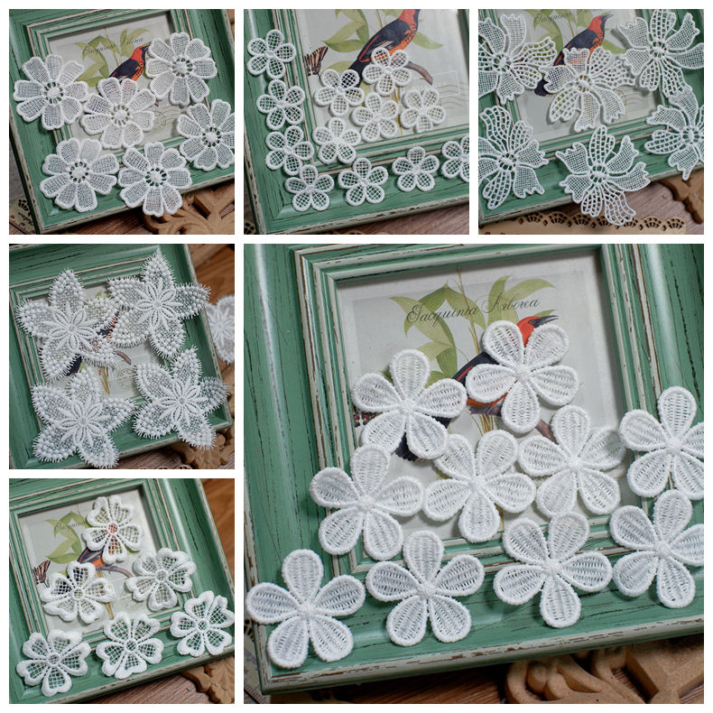 White flower lace cloth patch  - Embroidery Letter M ulasan dan harga