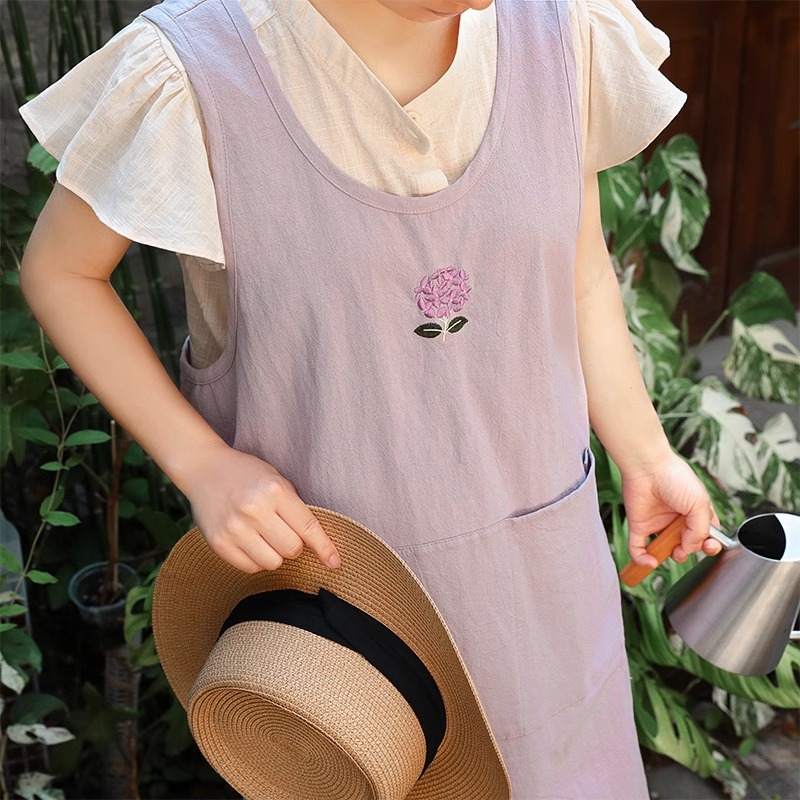 Summer Pure Cotton Embroidery  - Embroidery Apron ulasan dan harga