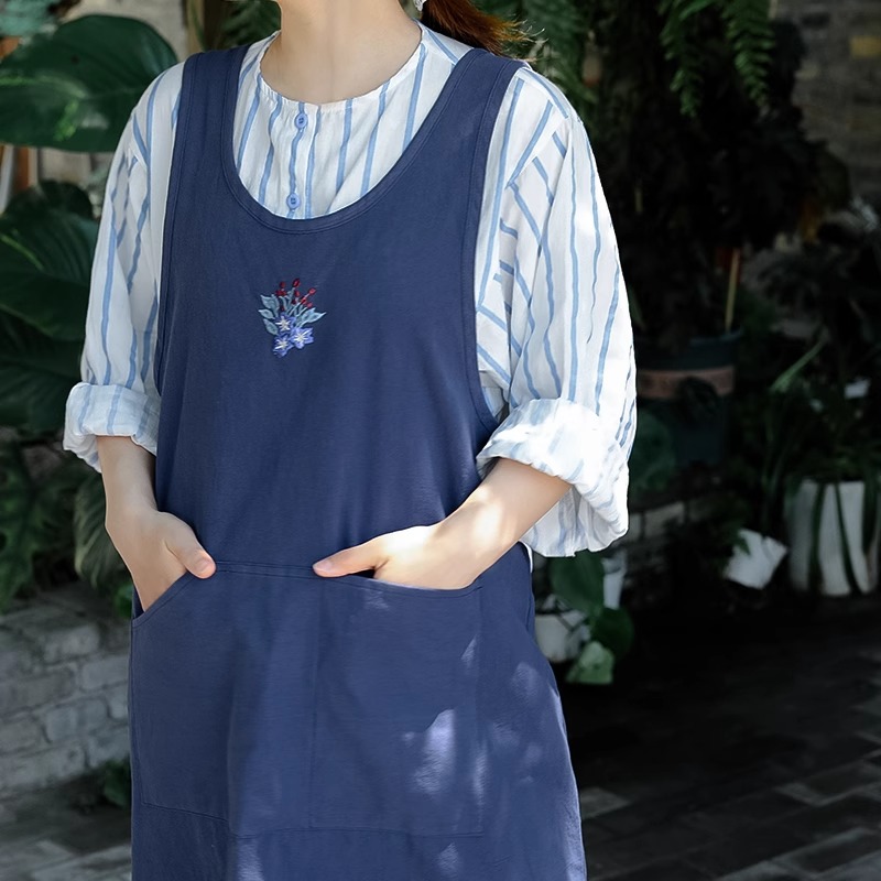 Summer Pure Cotton Embroidery  - Embroidery Apron ulasan dan harga