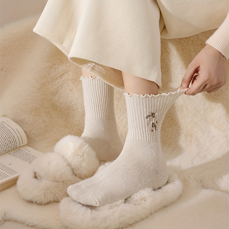 6Pair Plush Embroidery Small F - Embroidery On Socks ulasan dan harga