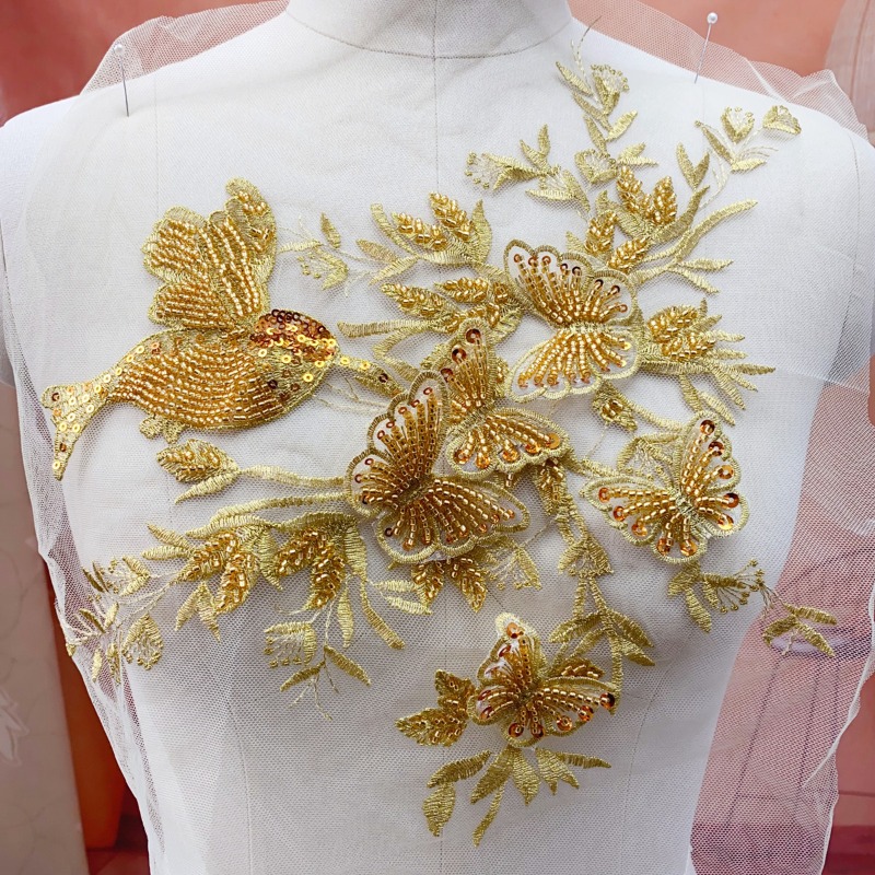 Exquisite Gold Pink Metal Blue - Embroidery Gold ulasan dan harga