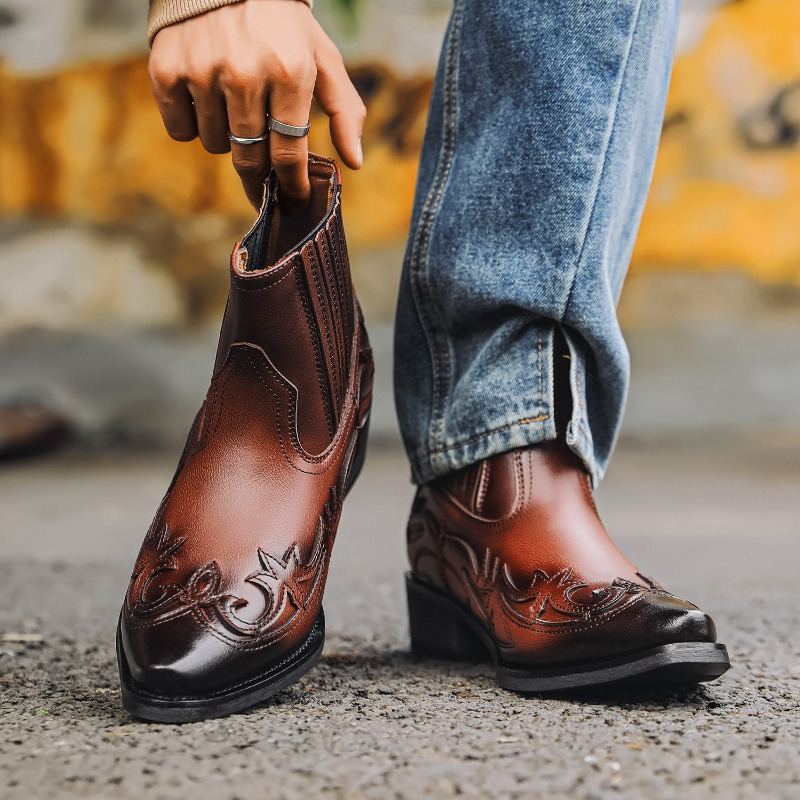 Mens Western Cowboy Boots Hand - Embroidery Design Free ulasan dan harga