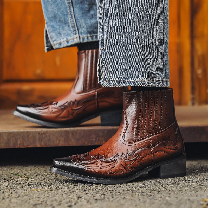 Mens Western Cowboy Boots Hand - Embroidery Design Free ulasan dan harga