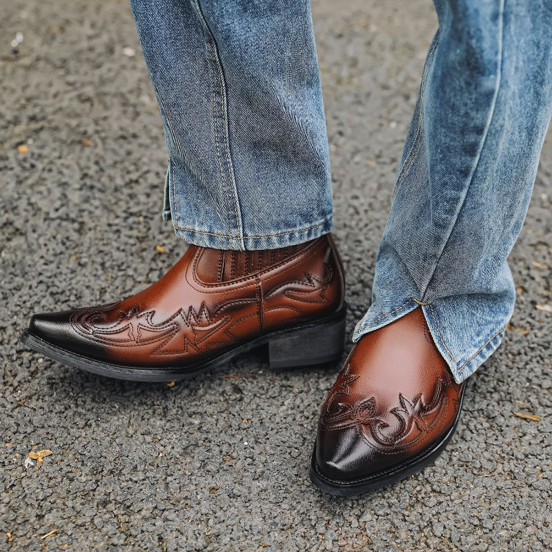 Mens Western Cowboy Boots Hand - Embroidery Design Free ulasan dan harga