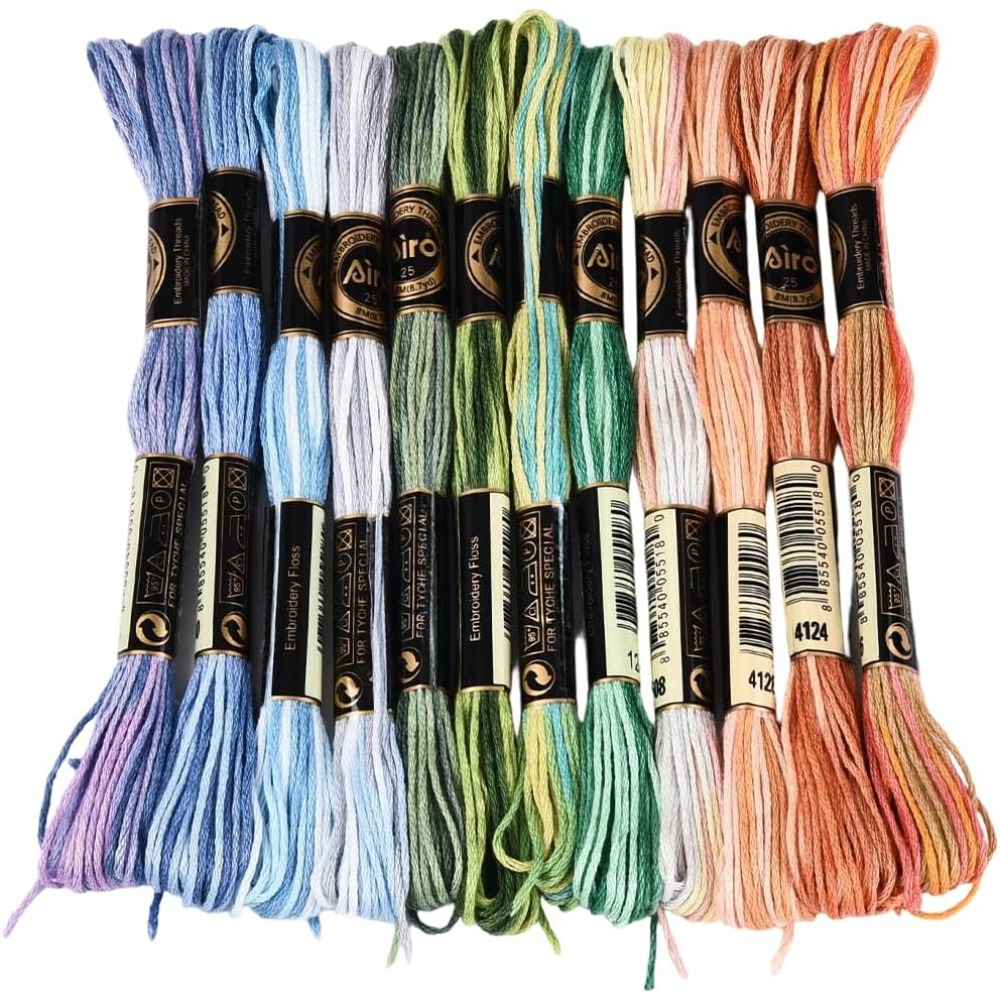 12 Skeins 105 Yards Cross Stit - Embroidery Gradient ulasan dan harga