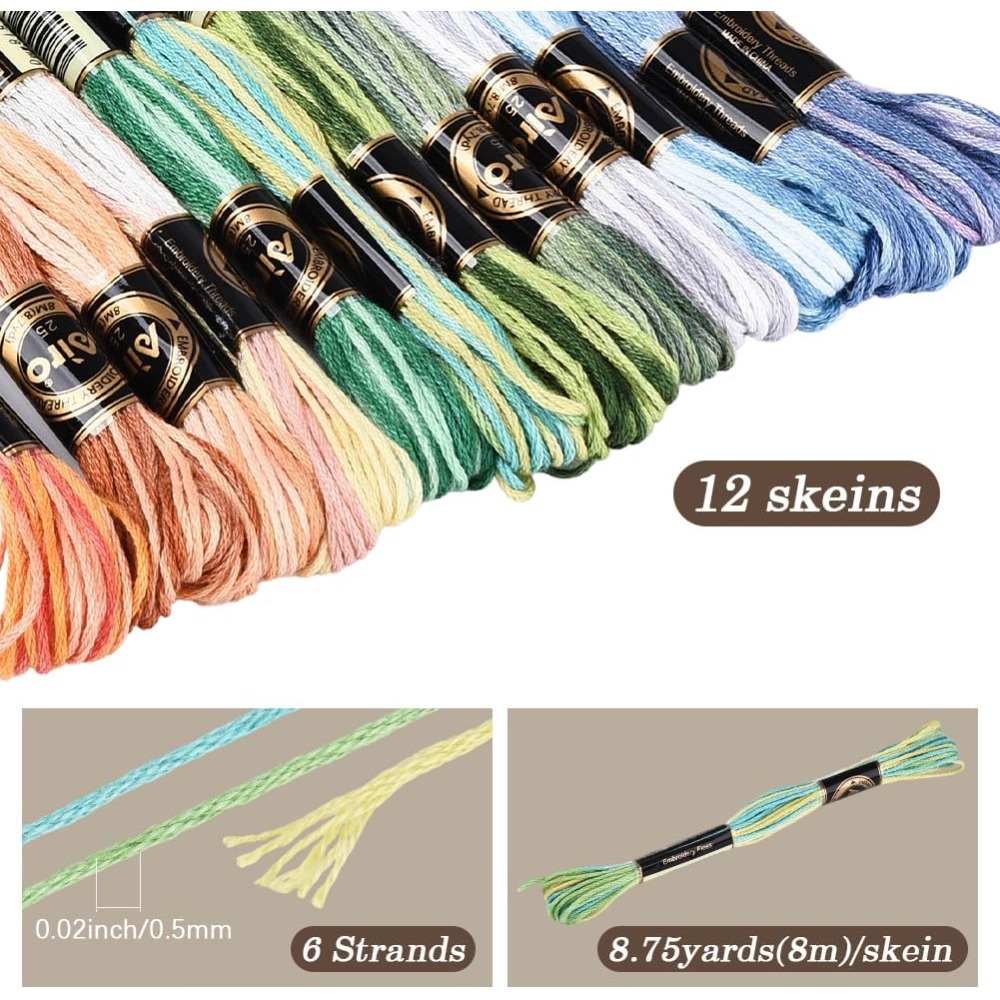 12 Skeins 105 Yards Cross Stit - Embroidery Gradient ulasan dan harga