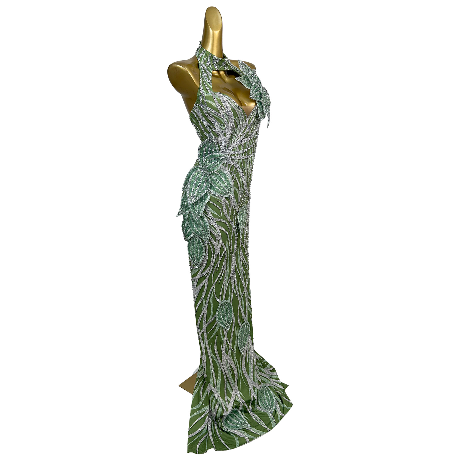 Pianye Green Halter Evening Go - Embroidery Organza ulasan dan harga