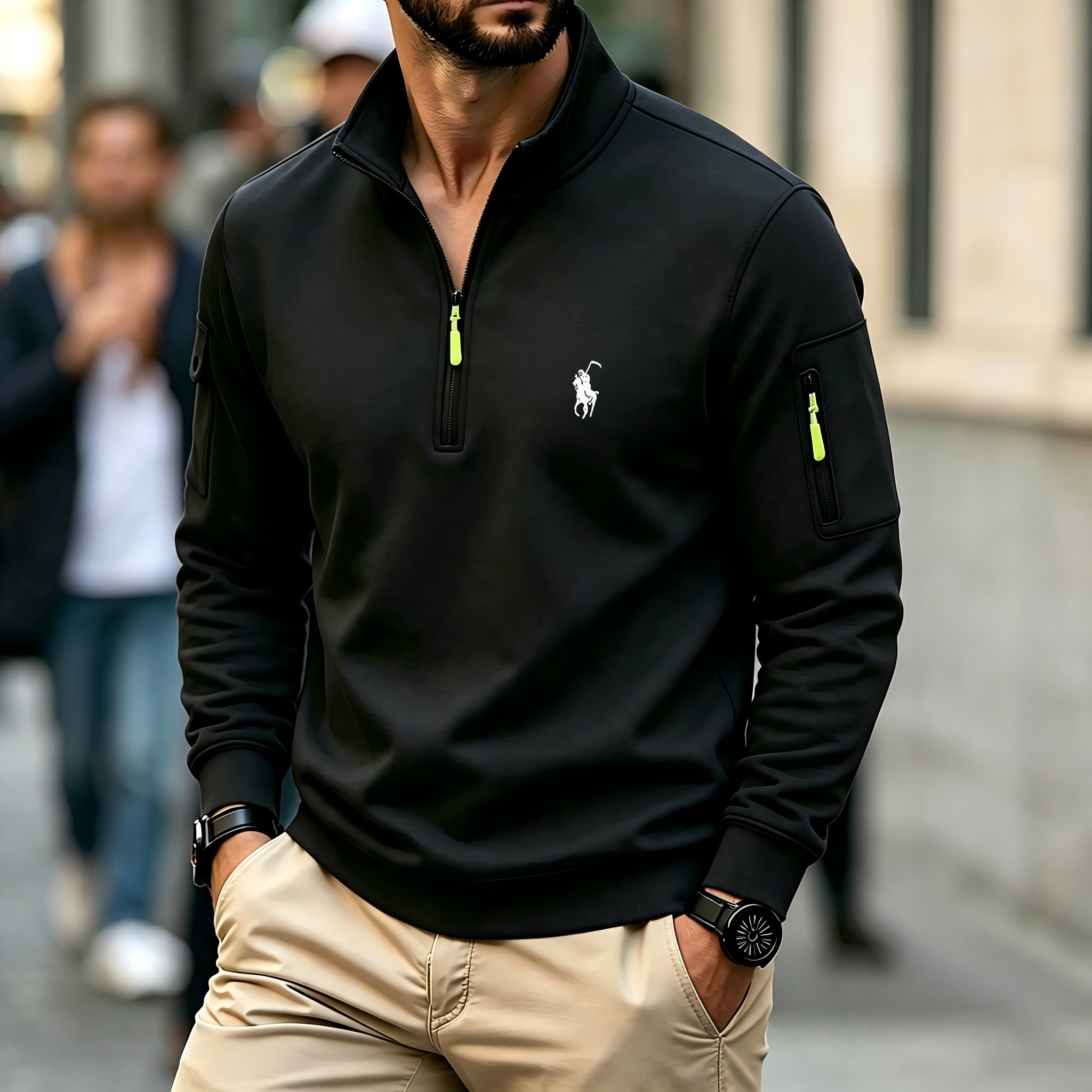 Men's Contrasting Half-Zip Sta - Embroidery Design Free ulasan dan harga