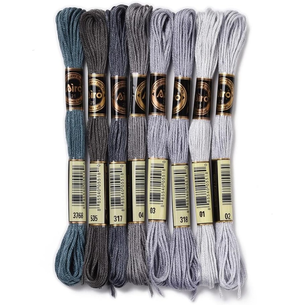 8 Skeins 70 Yards Grey Friends - Embroidery Gradient ulasan dan harga