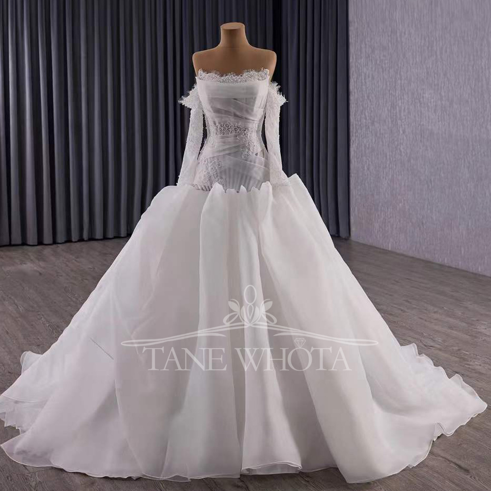 Vestidos Novias Boda Strapless - Embroidery Organza ulasan dan harga