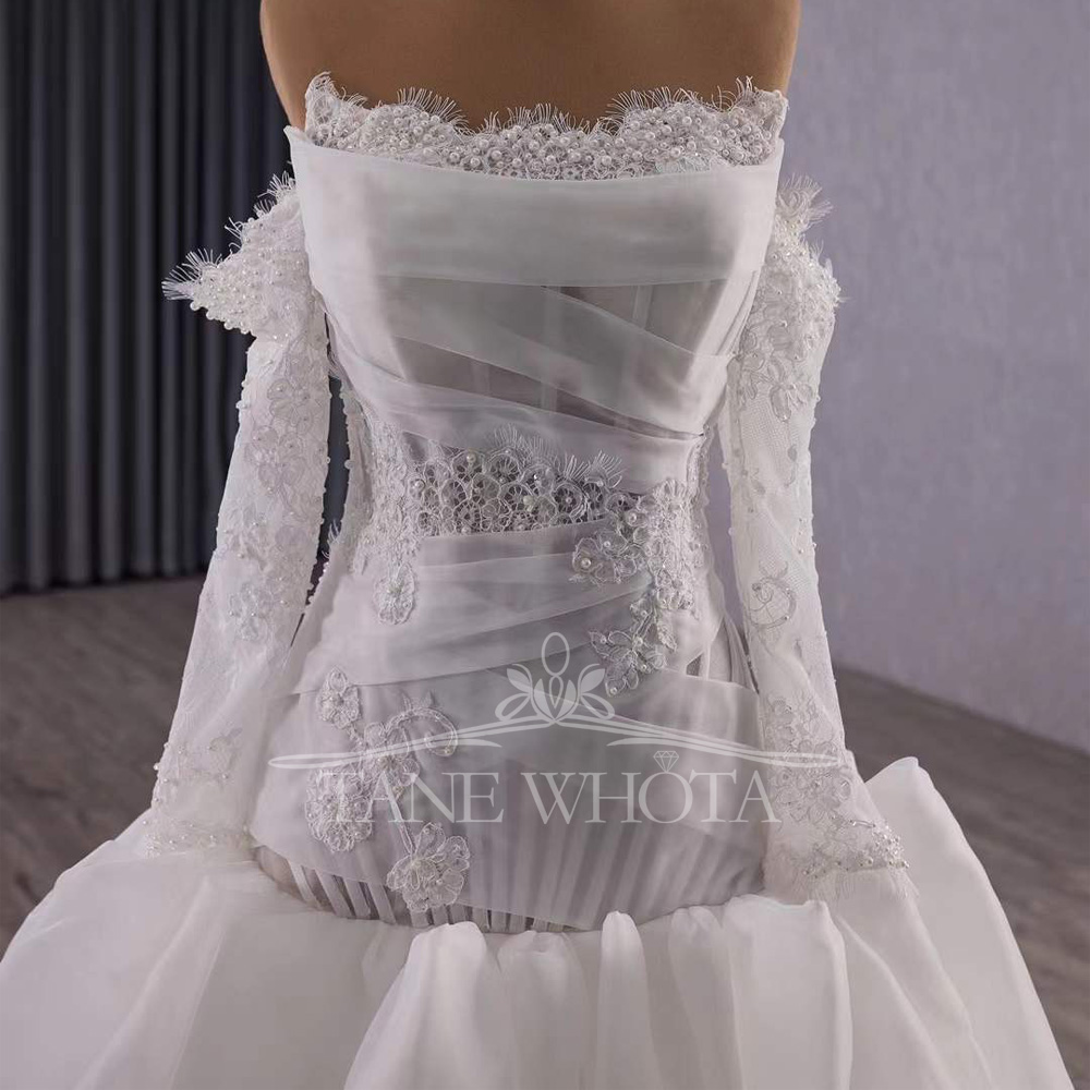 Vestidos Novias Boda Strapless - Embroidery Organza ulasan dan harga