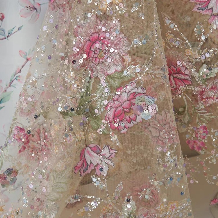 1M 120Cm Wide Luxury Beaded La - Embroidery Gradient ulasan dan harga