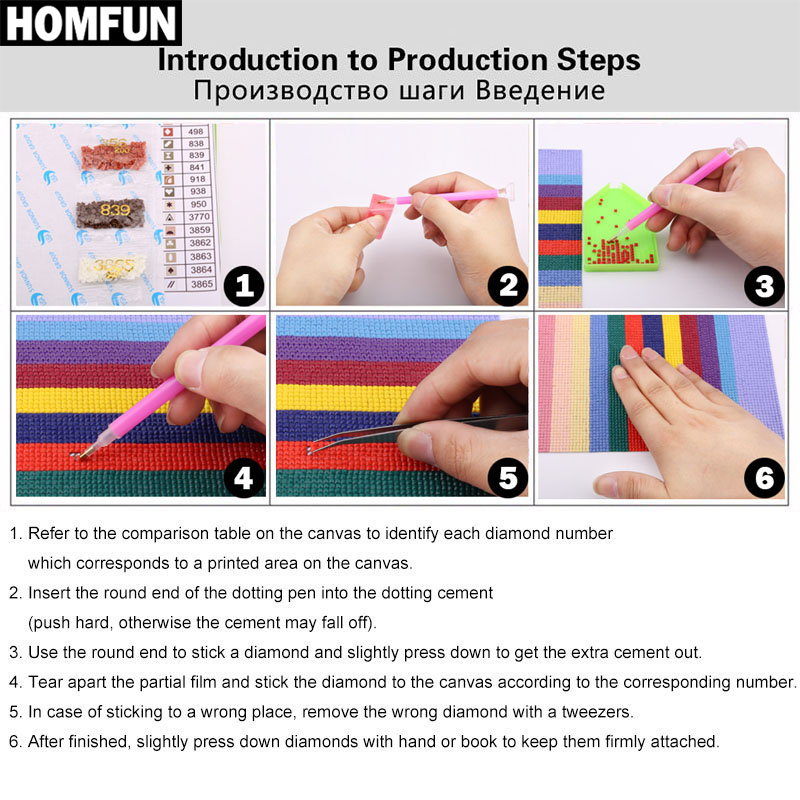 HOMFUN AB Full Diamond Embroid - Embroidery Roll Pattern ulasan dan harga