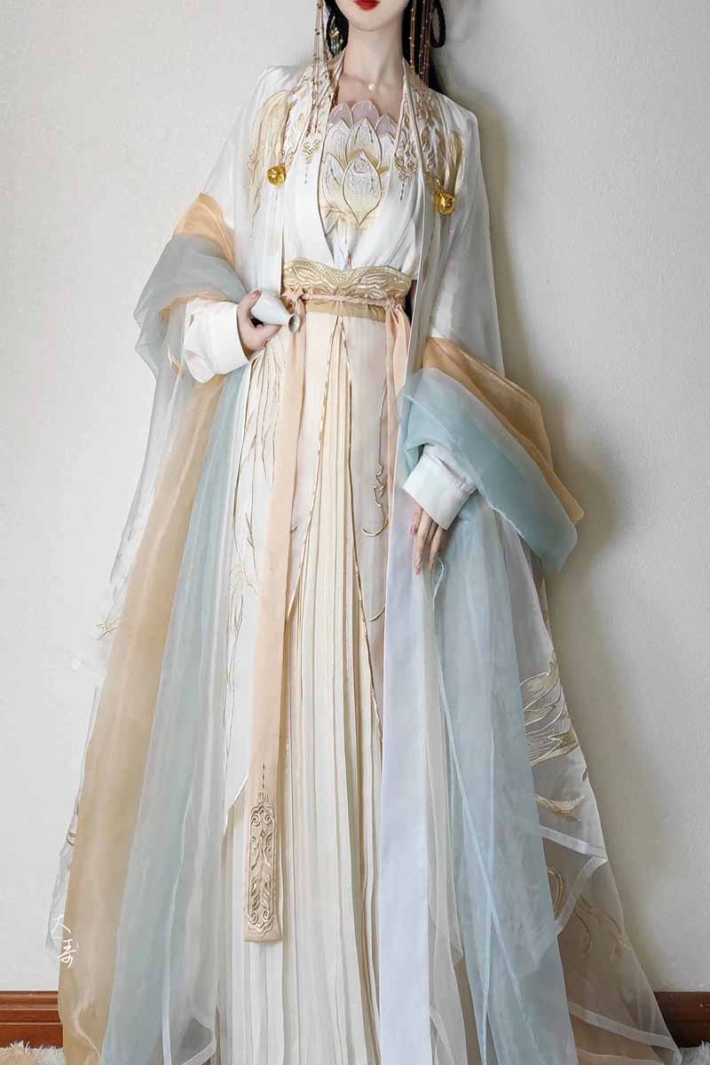 Chinese Hanfu Dress Women Tang - Embroidery Gradient ulasan dan harga