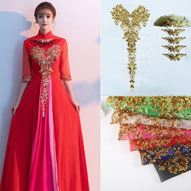 1Set Gold Foil Peony Sequin Em - Embroidery Gold ulasan dan harga
