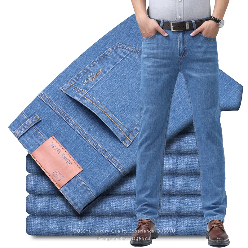 Summer Thin Men's Denim Jeans  - Embroidery Effect ulasan dan harga