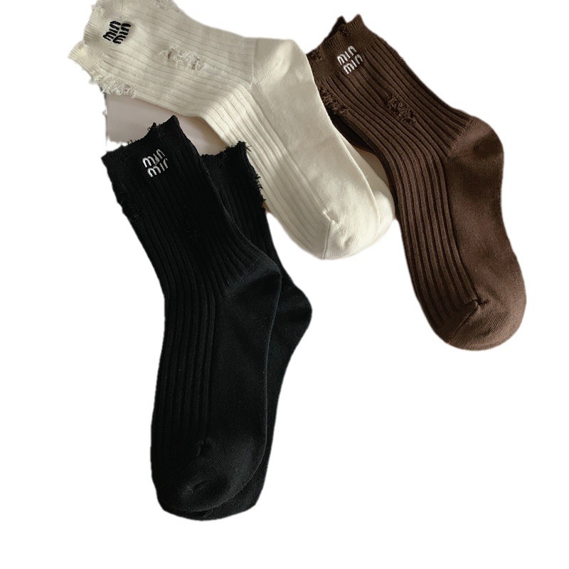 3 Pairs Luxury Brand Socks Wom - Embroidery On Socks ulasan dan harga