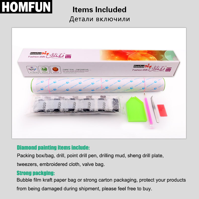 HOMFUN Full Diamond Embroidery - Embroidery Roll Pattern ulasan dan harga