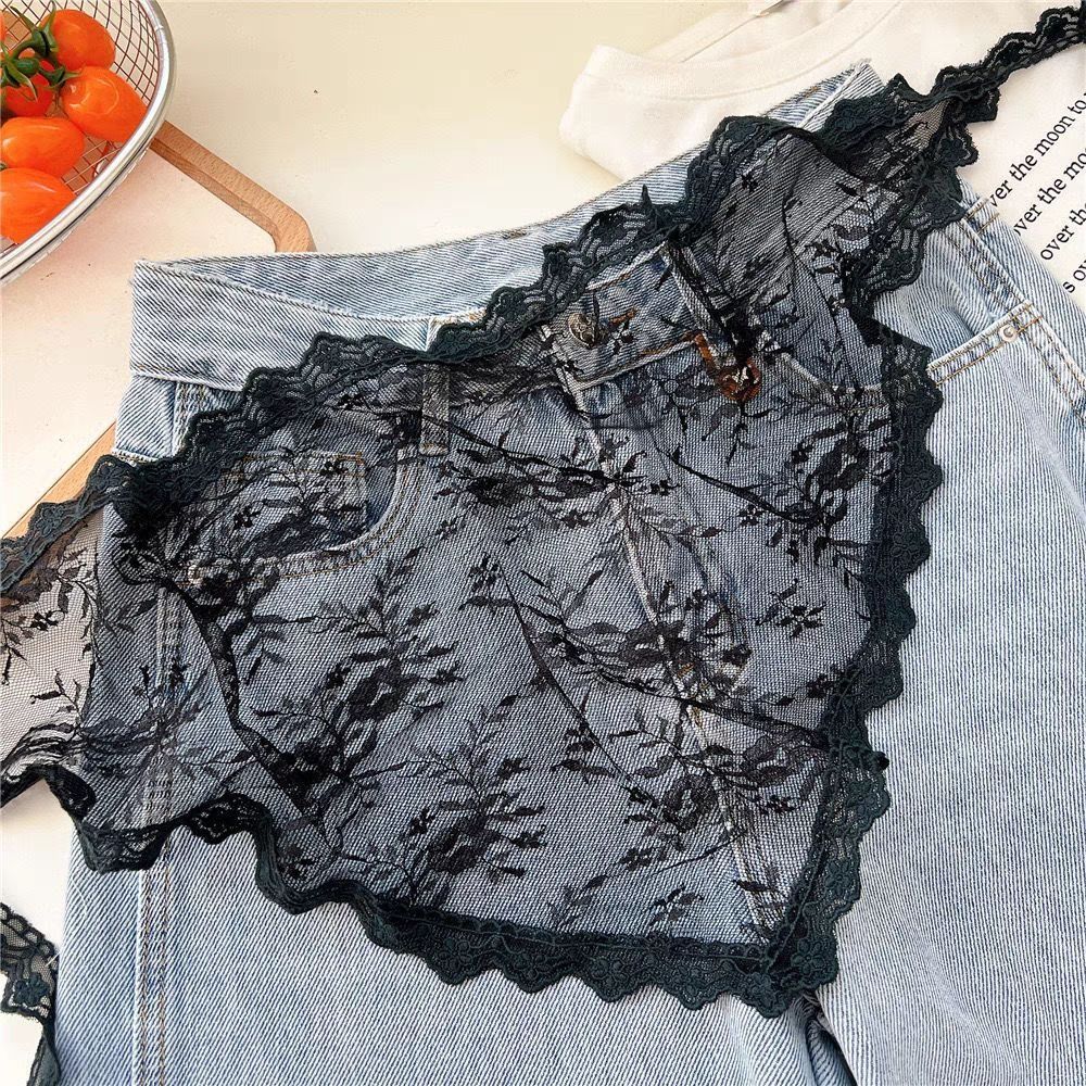 Soft Y2K Triangle Apron Flower - Embroidery Apron ulasan dan harga