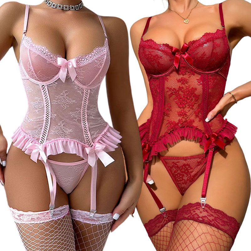 Delicate 3-Piece Garter Belt S - Embroidery On Socks ulasan dan harga