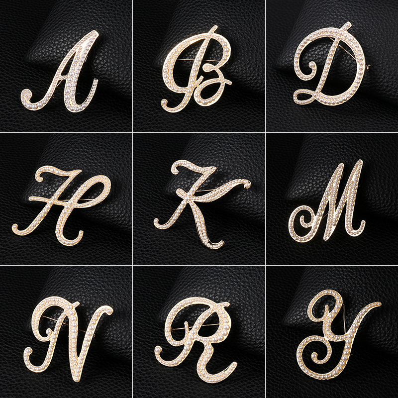English Letters A-Z Pearl Broo - Embroidery Letter M ulasan dan harga